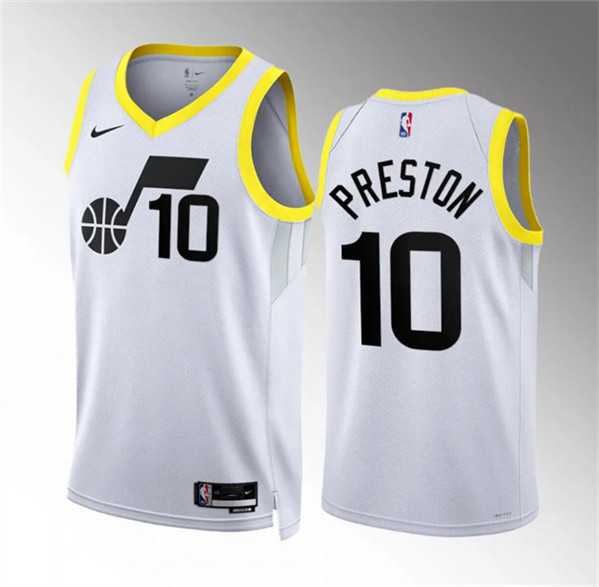 Men's Utah Jazz #10 Jason Preston White Association Edition Stitched Basketball Jersey Dzhi
